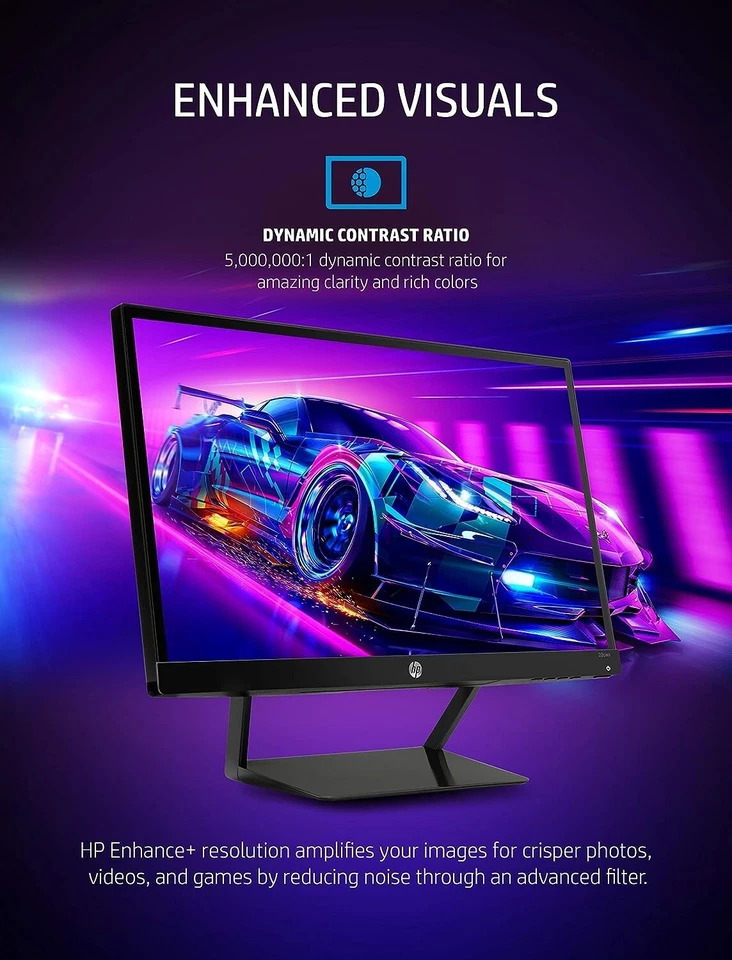 HP 21.5-Inch monitor Full HD 1080p IPS panel; VGA and HDMI ports - Image 3 of 4