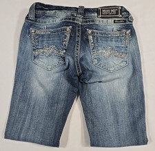Miss Me Women's JE1099T2N Straight Leg Embellished Low Rise Denim Jeans - Sz 26