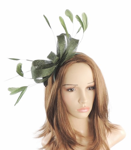 Olive Green Fascinator Hat For Weddings 