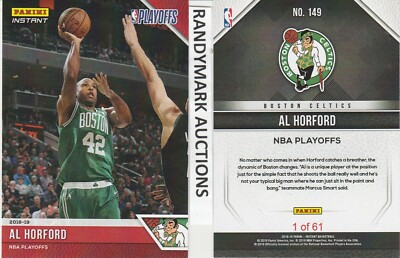 Al Horford BOSTON CELTICS PANINI INSTANT 2018-19 NBA PLAYOFFS #149 x/61 SP