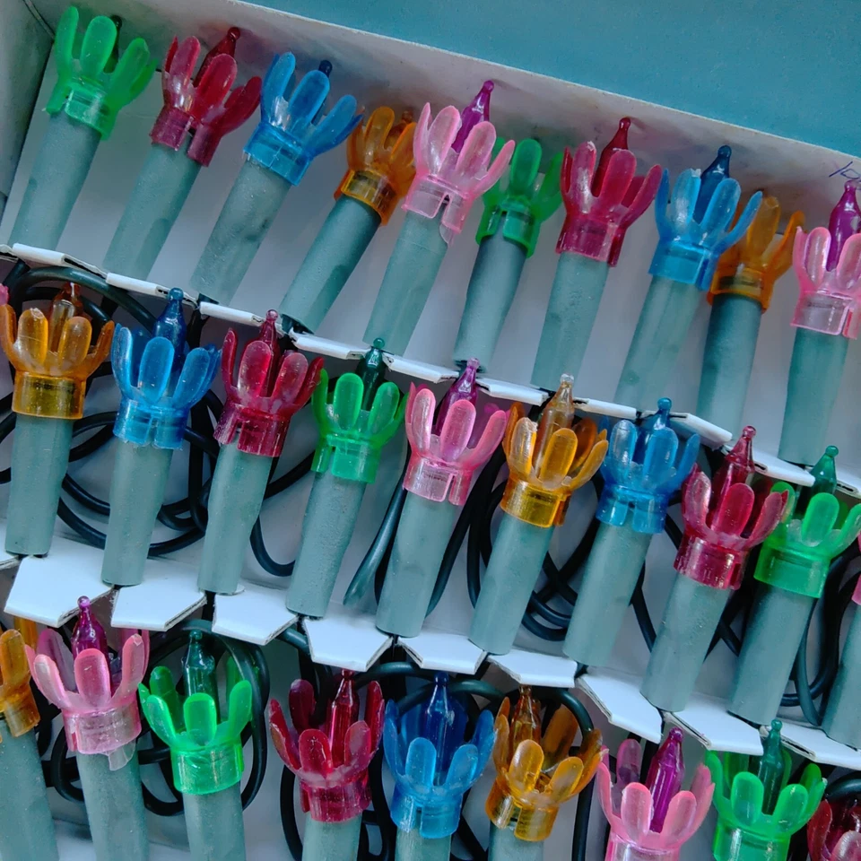 Catena 50 Luci Natale pisellino giocoplast Rara NUOVA da Collezione Vintage - Immagine 2 di 4