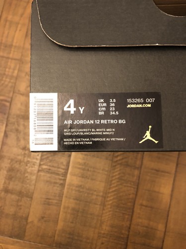 Air Jordan 12 Retro BG UNC Wolf Grey University Blue GS size 4 Youth 153265 007 - Picture 9 of 9