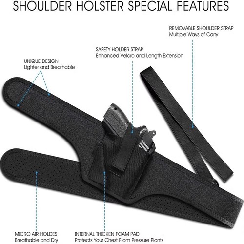 Crossbody Armpit Holster Concealed Elastic Waist 1m Tactical Quick Pull Sleeve - Picture 5 of 6