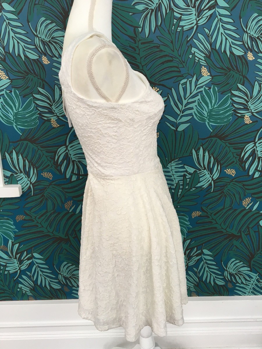Aqua Womens White Lace Mesh Striped Semi-Formal Halter Dress Sz M | eBay