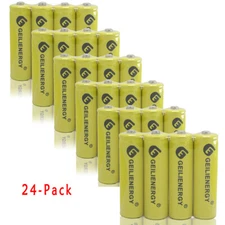 24pcs AA 2A 600mAh 1.2V Rechargeable Battery Cell For Garden Solar Light Yellow