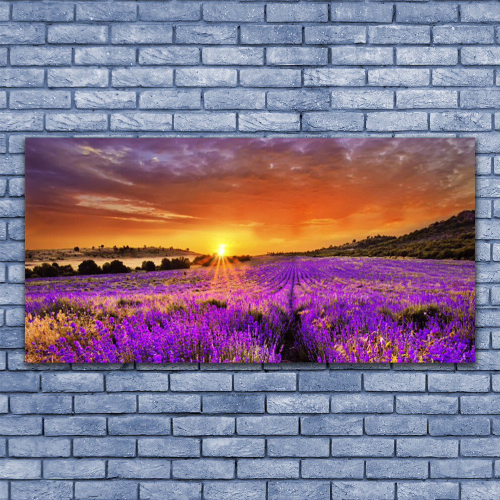 Impression sur verre acrylique premium avec paysage de fleurs sauvages format 140x70