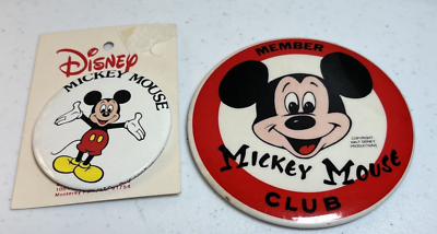 Mickey Mouse Club Member Button Pin & One Stop Posters Mickey