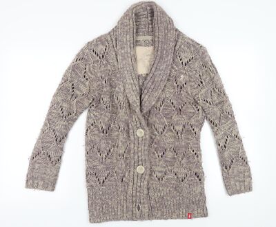 Esprit Strickjacke grau Wolle Medium offener Strick