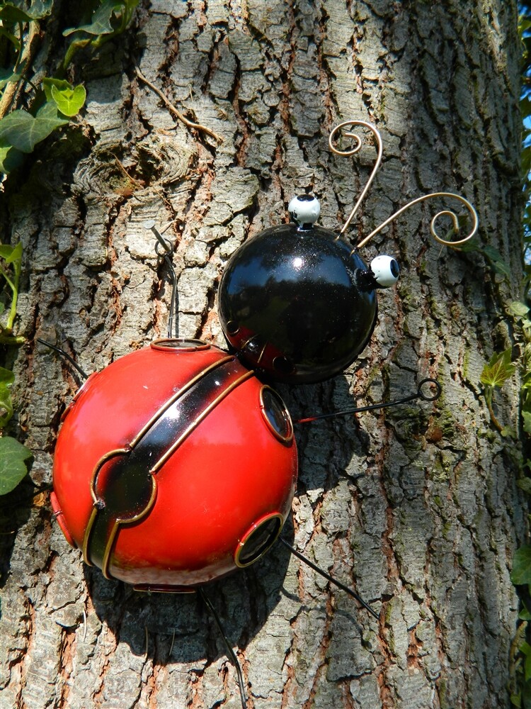 Metal Ladybird Wall Art Garden Ornament Large Ladybug - 16cm