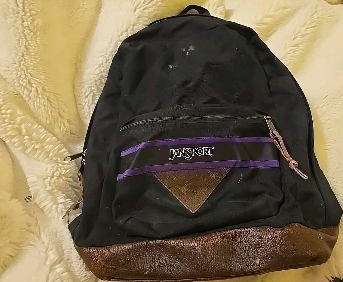 jansport bag with leather bottom price Right Pack Backpack - Durable Daypack Padded 15" Laptop Sleeve, Spacious Main Compartment & Integrated Water Bottle Pocket plus a sleeve for a 15 VTG Jansport Backpack Suede Leather