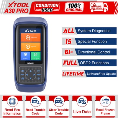 XTOOL USED A30 Pro Auto Bluetooth All System Diagnostic Bi-Directional Scanner