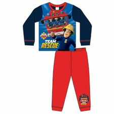  New Boys 100% Cotton Fireman Sam Team Rescue Pyjama Set 