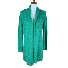 Maglione cardigan Skunkfunk verde boucle maglia aperto davanti accogliente testurizzato boho 1