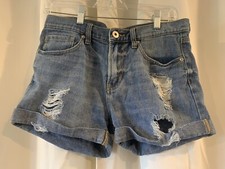 Bullhead Denim Co Distressed Slouchy Shorts Blue Size 5