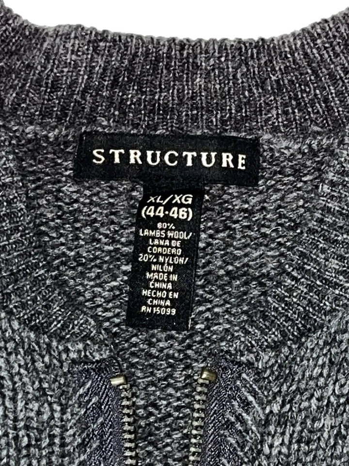 NWT Vintage 2000s Structure for Sears Y2K Gray Zipfront Cardigan Sweater Mens XL - Image 2 of 4