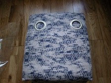 NEXT BROKEN GEO EYELET LINED BLUE NATURAL CURTAINS 228x229cm  ( 89X90" ) RRP 185