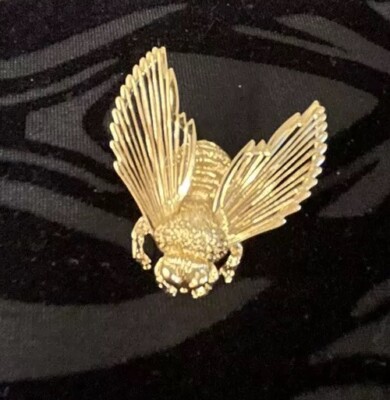 Vintage Gold Tone Bee Pin Bumble Bee Brooch Signed Monet