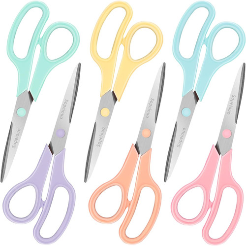 Scissors Set of 6-Pack, 8" Scissors All Purpose Comfort-Grip Handles Sharp Sciss