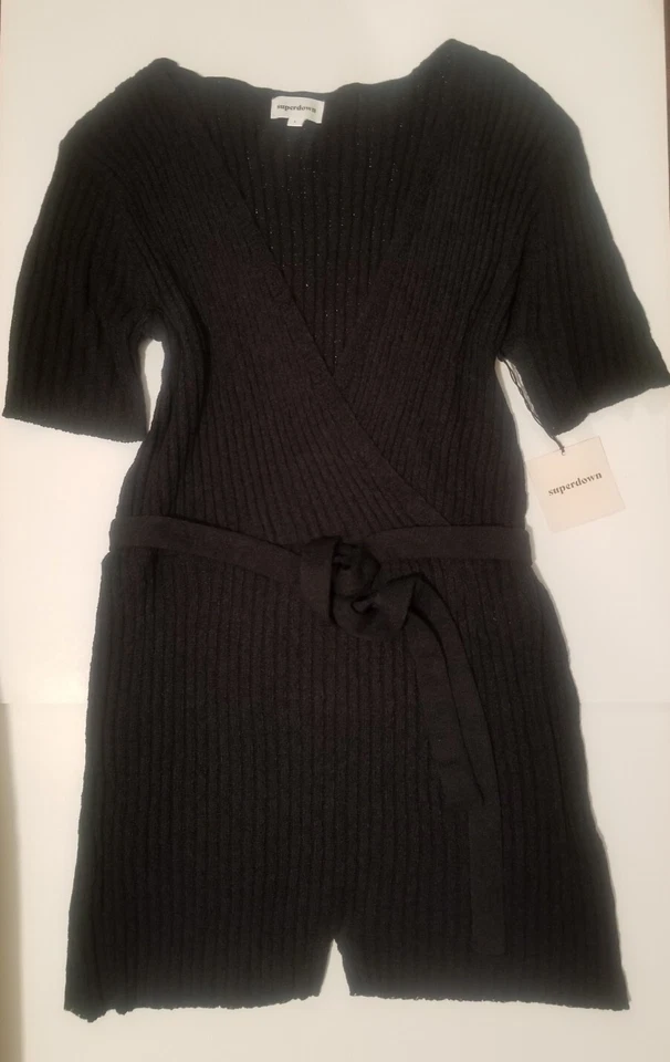 Superdry Amelia 领带黑色连身裤女式 L 码全新带标签  — 第 2/4 张图片