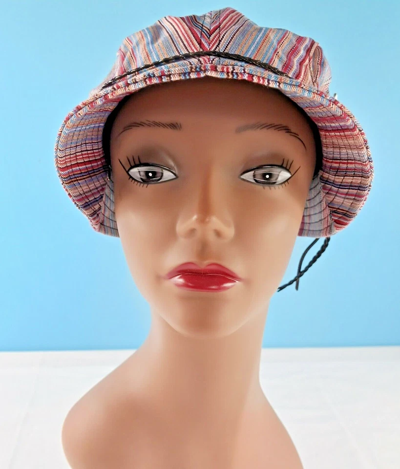 Sombrero cubo Cloche rosa cosquillas para mujer pequeño 6 rayas multicolor rosa rosa Foto 2 de 4