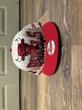 VTG 2000s New Era HWC Chicago Bulls Retro 90s Logo Spell Out Script Snapback Hat