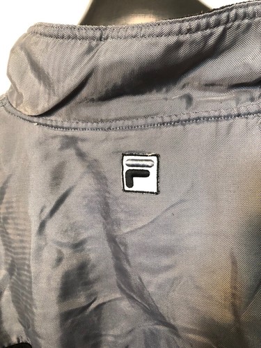 Vintage FILA Mens Small Pullover 1/4 Zip Sweater Gray Spell Out Logo Streetwear - Picture 6 of 7