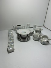 Vintage Child  s Strombecker Corp Glass Tea Set 34 Pieces Floral