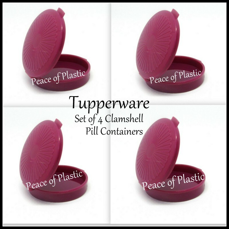 Tupperware New Set 4 Mini Clamshell Pill Keeper Round Pocket Container