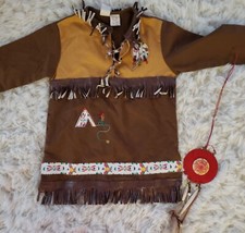 Vintage Young Texan Native American Costume Size 4 With Fringe Accessories