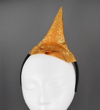 Orange witch hat headband halloween thin skinny hair band silver sparkle