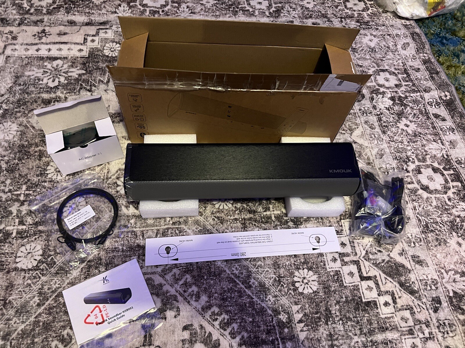 KMouk KM-HSB001 Black 50 Watt Bluetooth 5.0 3D Surround Sound 2.0 Mini Sound Bar