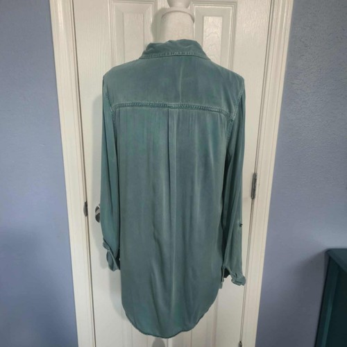 Camicia Cato Donna M Velluto Burro Morbida Casual Bottoni Teal Beach Vacay Pesca - Foto 3 di 8
