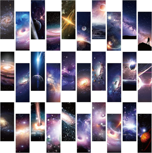 Chinco 120 Pieces Cool Space Galaxy Bookmarks Set for Kids 60 Design Kids Bookma - Picture 4 of 12