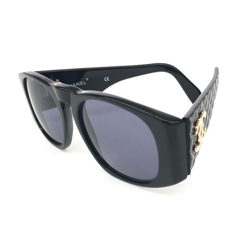 CHANEL Vintage Sunglasses 01450 Black Coco Mark Women
