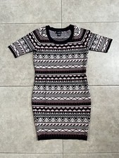 Rue 21 Women’s Black Maroon Sweater Dress Southwest Geometric Pattern Medium