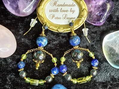 HOOP-Ohrringe HÄMATIT PERIDOT LAPISLAZULI Geburtsstein AUGUST SEPTEMBER JUNGFRAU