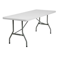 Plastic 6ft x 2ft 6in Reinforced Leg Banquet Table with Folding Legs