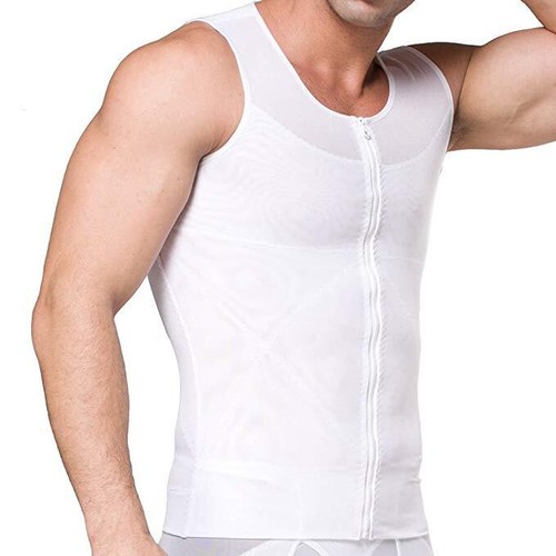 Herren Kompressionsweste postoperative Gynäkomastie Shirt Body Shaper Bauchkontrolle - Bild 10 von 30