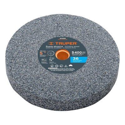 5'' Aluminum Oxide Bench Grinding Wheel, Grit 36, Thickness 3/4'', Arbor 1/2'', 1 P
