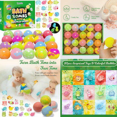 Kids Bath Bombs Gift Set   20 Pack with Surprise Toys & Glow-in-the-Dark Fun