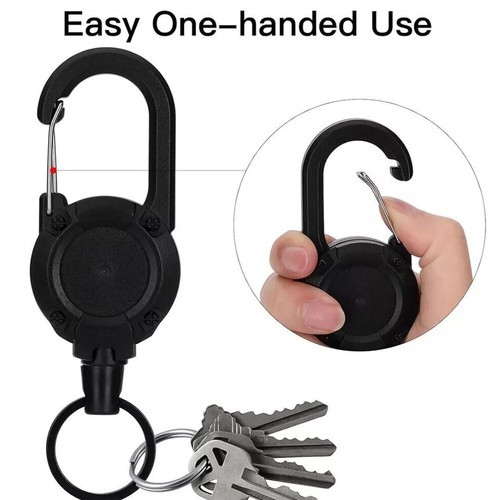 Heavy Duty Keychain Retractable Carabiner Car Key Chain with Badge Holder US - 第 13/20 張圖片
