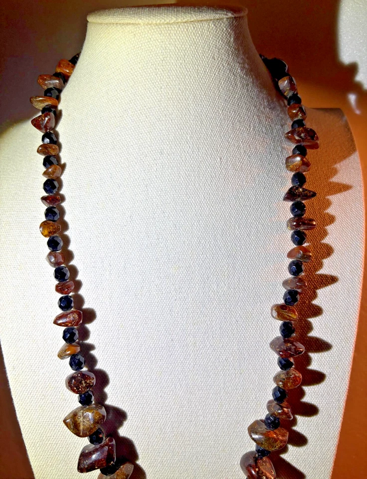COLLAR ÁMBAR BÁLTICO REAL 29" Coñac Oscuro con Separadores de Cuentas 90g Foto 3 de 4