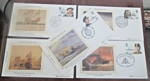 GB QEII 1982 Benham Silk Maritime England FDC Set of 5 Covers BS4a - BS4e SHS