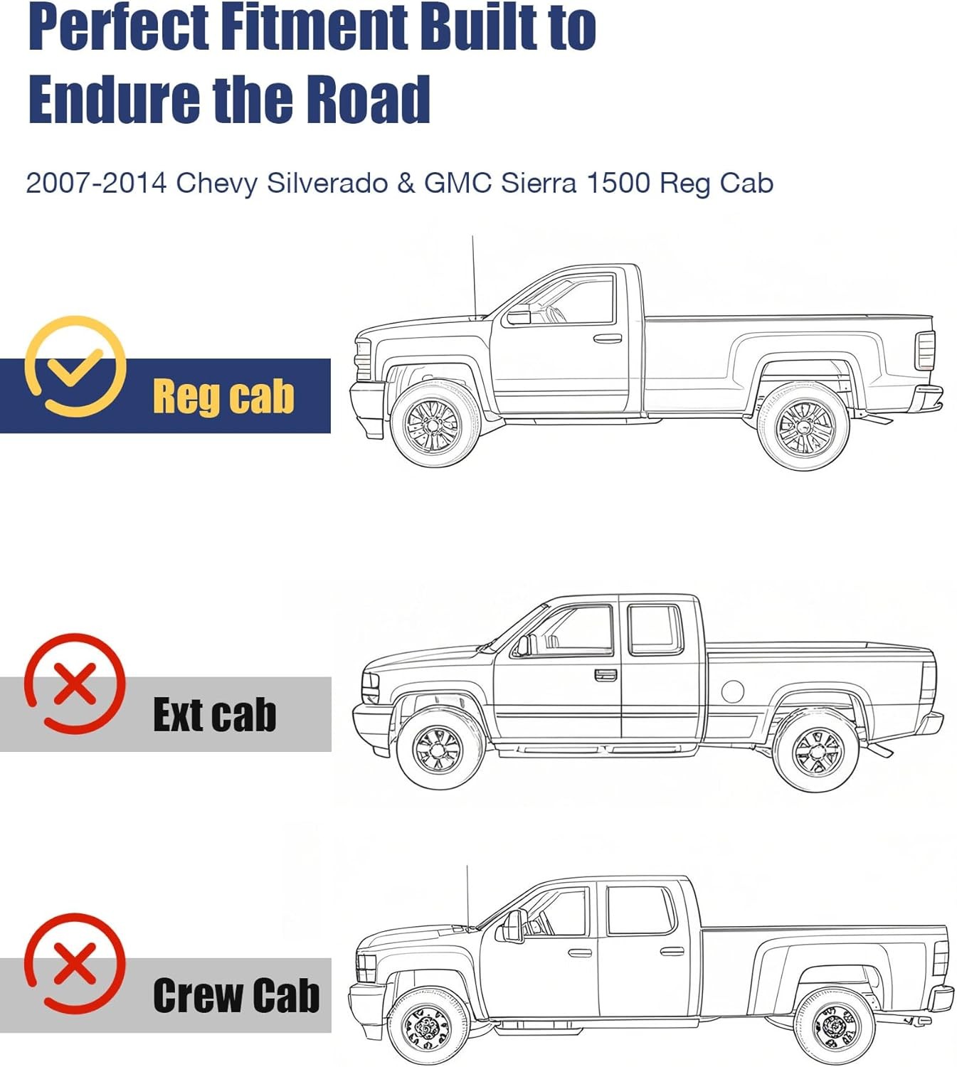 Mid Rear Frame+Rear Fuel Crossmember for 07-14 Silverado/GMC Sierra 1500 Reg Cab