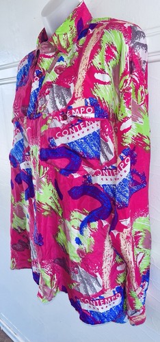 Mira Vianco DandC x Contempo Casuals 1980s Oversized L/S Silk Blouse-Size Small