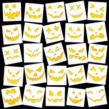 25 Pieces Reusable Halloween Drawing Pumpkin Face Stencils 7.9 x inch