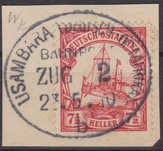=== DEUTSCH OSTAFRIKA Mi. 32 gestempelt "USAMBARA Bahnpost" ===