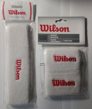 WILSON Sweatband Set Wristbands  Headband White  New FREE SHIPPING 