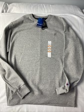 Champion Mens LT Gray Powerblend Fleece Crew Neck Pullover Sweatshirt NWT CL25