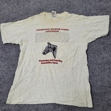 Vintage T-Shirt Mens Size L Grey Foundation Quarter Horse Association USA Made